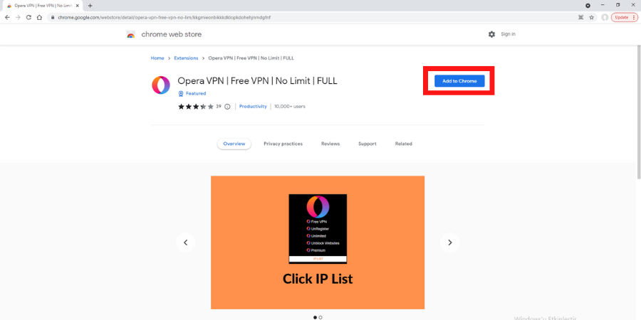Opera VPN for Chrome Extension
